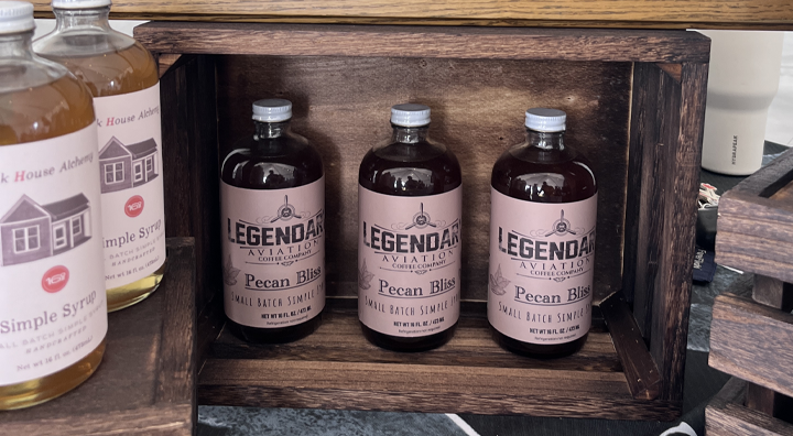 Legendary Aviation Coffee Company's small batch simple syrups are a perfect addition to their specialty coffee roasts.