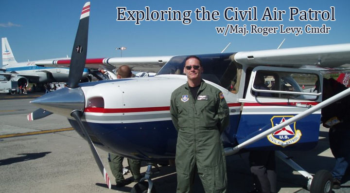 Maj. Roger Levy of the NYC Civil Air Patrol standing in front of a CAP aircraft.
