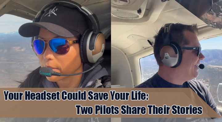 Cooper the Pilot & Carl Hancock from Fly with the Guys both shown in the cockpit wearing their Lightspeed Aviation Delta Zulu headsets.